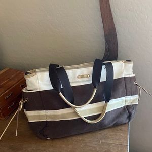 Kate Spade striped canvas tote shoulder bag